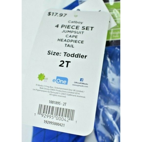 Disguise 2 Pc PJ Masks "Catboy" Infant Costume 2T New (Dress Up) - Picture 6 of 6